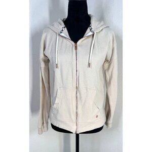 Volcom Womens XS Lived In Lounge Hoodie With Rose Gold Zipper & Details Beige